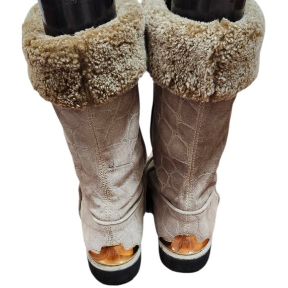 Stuart Weitzman Brown Leather Faux Fur Lined Boot Womens Size 11.5 - Picture 8 of 13